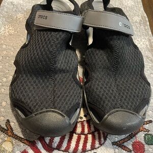 CROCS Black and Gray Mesh Sandals